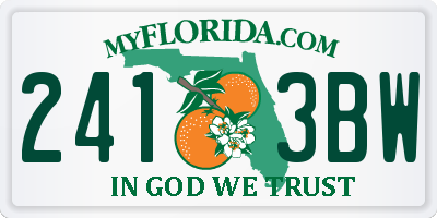 FL license plate 2413BW