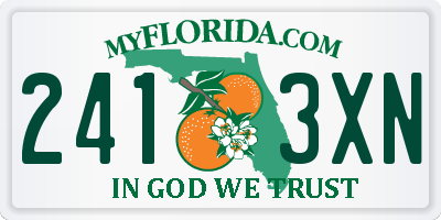 FL license plate 2413XN