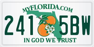 FL license plate 2415BW