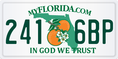 FL license plate 2416BP