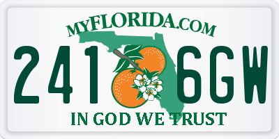 FL license plate 2416GW