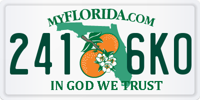 FL license plate 2416KO