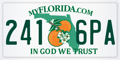FL license plate 2416PA