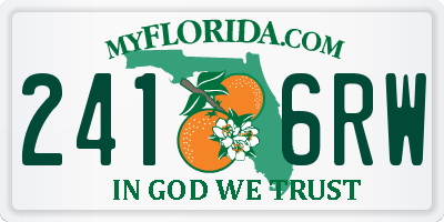 FL license plate 2416RW