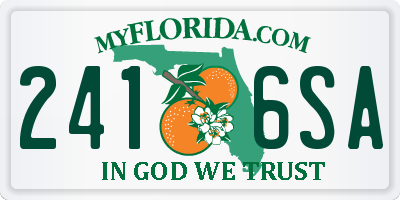 FL license plate 2416SA