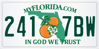 FL license plate 2417BW