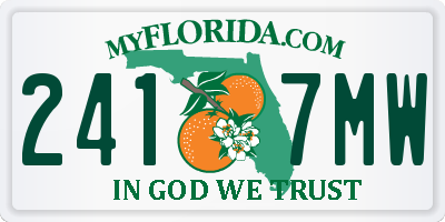 FL license plate 2417MW