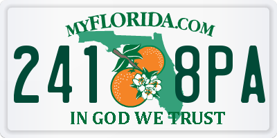 FL license plate 2418PA