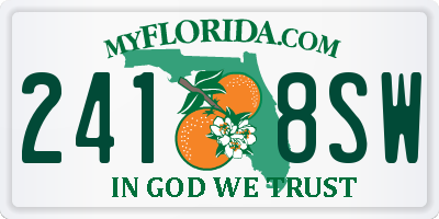 FL license plate 2418SW