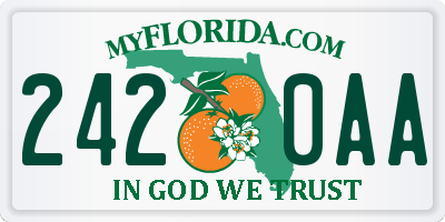 FL license plate 2420AA