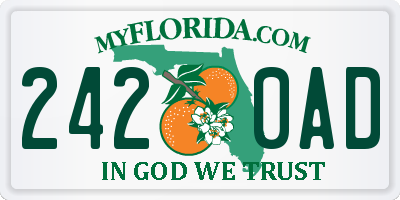 FL license plate 2420AD