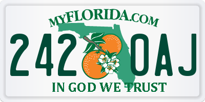 FL license plate 2420AJ