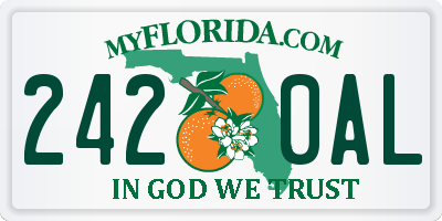 FL license plate 2420AL