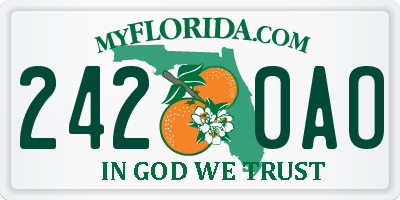 FL license plate 2420AO