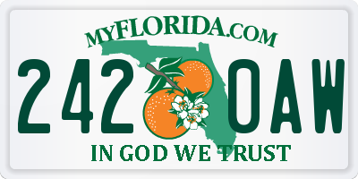 FL license plate 2420AW