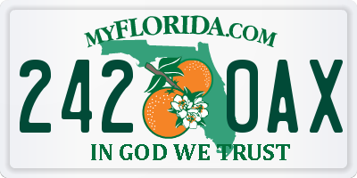 FL license plate 2420AX