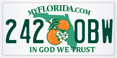FL license plate 2420BW