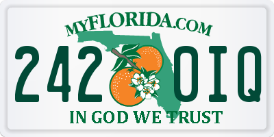 FL license plate 2420IQ