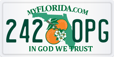 FL license plate 2420PG