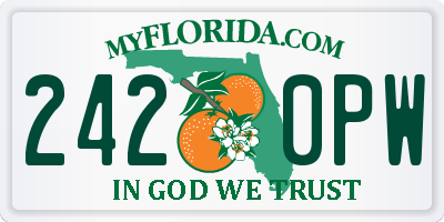 FL license plate 2420PW
