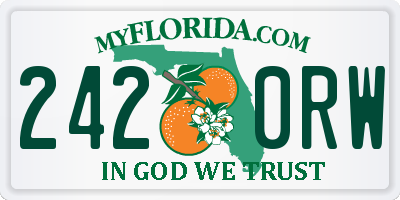 FL license plate 2420RW