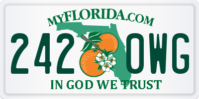 FL license plate 2420WG