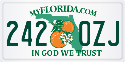 FL license plate 2420ZJ