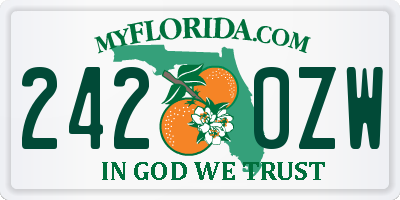 FL license plate 2420ZW