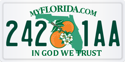 FL license plate 2421AA