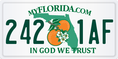 FL license plate 2421AF
