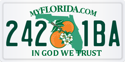 FL license plate 2421BA