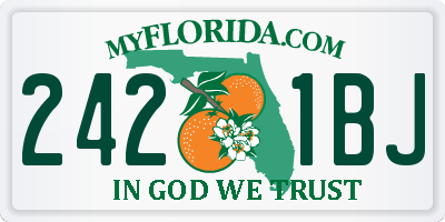 FL license plate 2421BJ