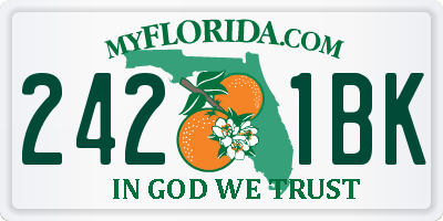 FL license plate 2421BK