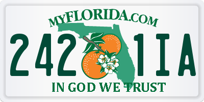 FL license plate 2421IA
