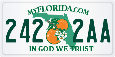 FL license plate 2422AA