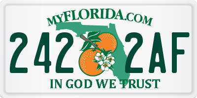 FL license plate 2422AF