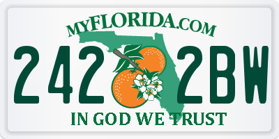 FL license plate 2422BW