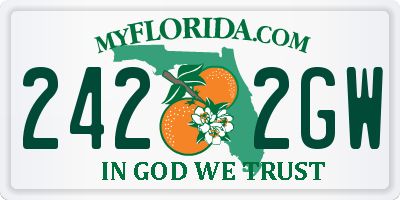 FL license plate 2422GW