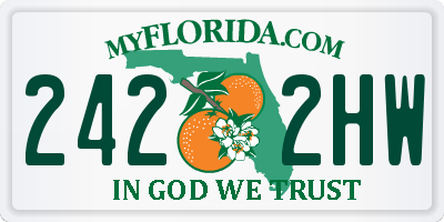 FL license plate 2422HW