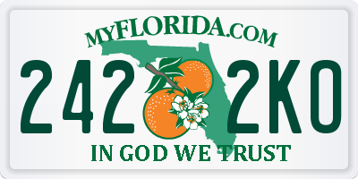 FL license plate 2422KO