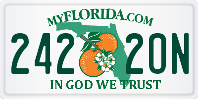 FL license plate 2422ON