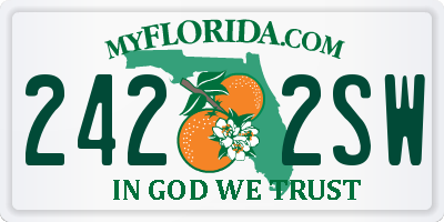FL license plate 2422SW