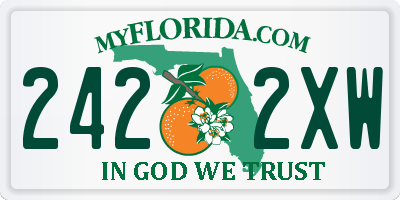 FL license plate 2422XW
