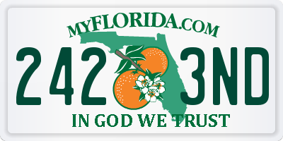 FL license plate 2423ND