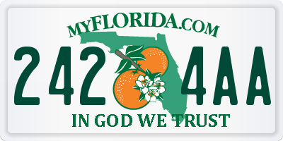 FL license plate 2424AA