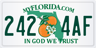 FL license plate 2424AF