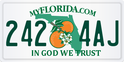 FL license plate 2424AJ