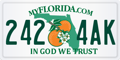 FL license plate 2424AK