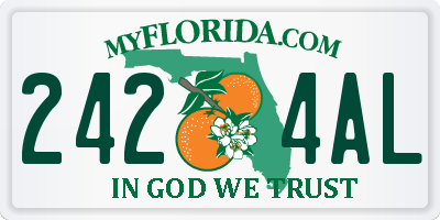 FL license plate 2424AL