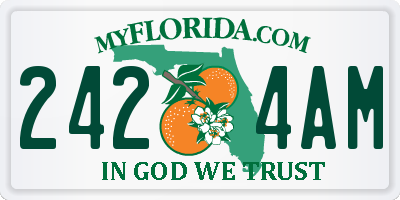 FL license plate 2424AM